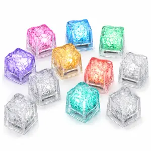 12PCS Water Activated LED Light Up Ice Cubes 7 Color Changing Flashing Drink Lights for Wine Glasses Cocktails Bars and Parties