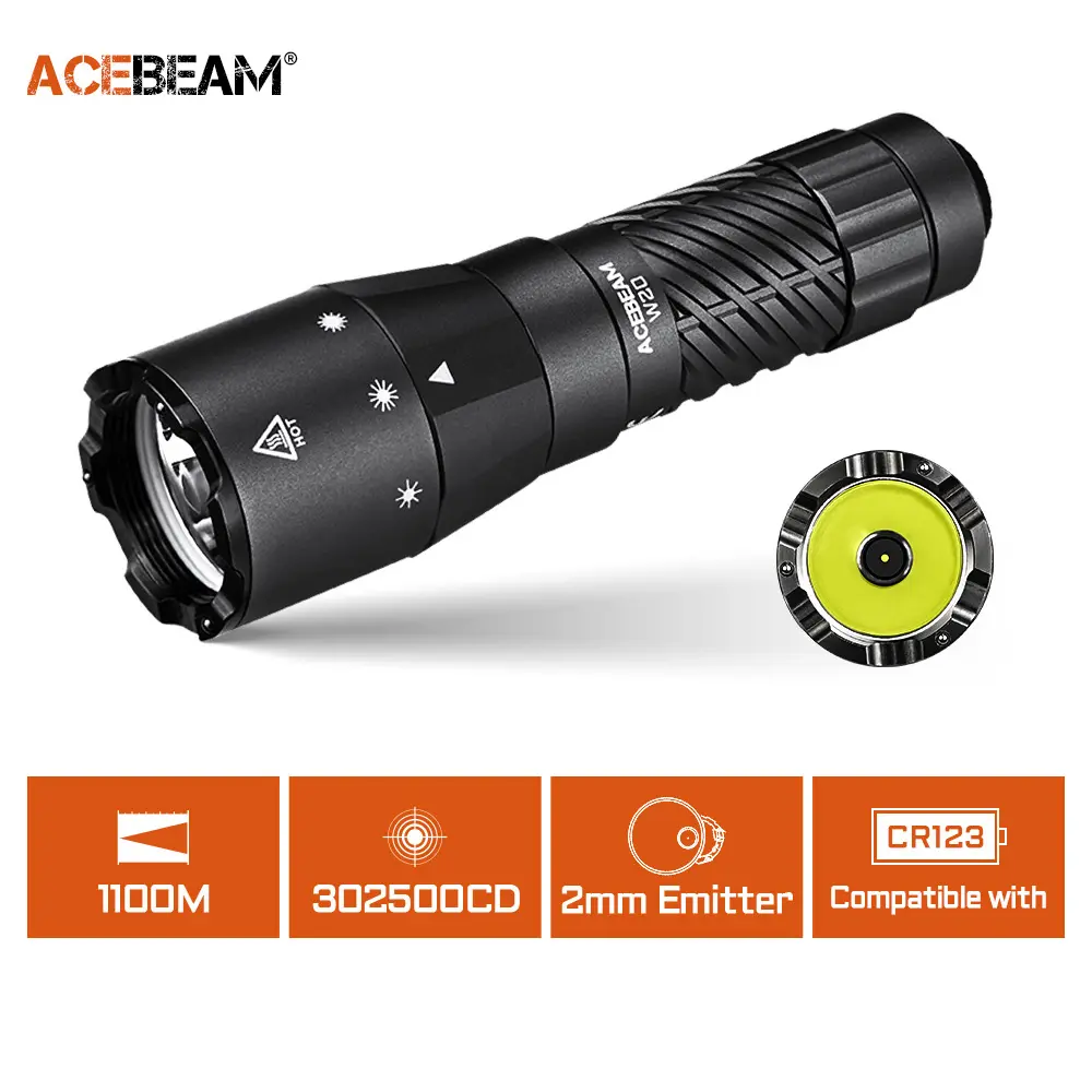 Acebeam W20 Rechargeable LEP Light torches, Long Range Tactical Flashlight for Hunting Max 1100Meters