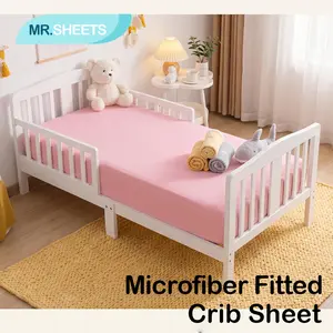 NTBAY Brushed Microfiber Crib Fitted Sheet, Extra Soft Plush Bed Linen, Universal Fit for Standard Baby & Toddler Mattress, Neutral Unisex Design