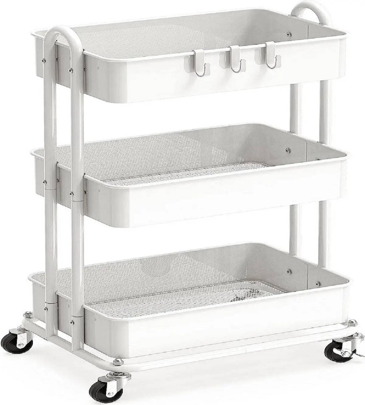 Heavy Duty 3-Tier Metal Utility Rolling Cart ，cake cart，Multiple colors revolving jewelry Organiser Racks