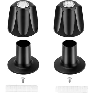 2-Piece Matte Black Shower Knob Replacement Kit for Tub Shower Faucet, Hot/Cold Faucet Handle Remodel Trim Kit, for 12 Tooth 9.5mm Valve Stem (2 Piece)