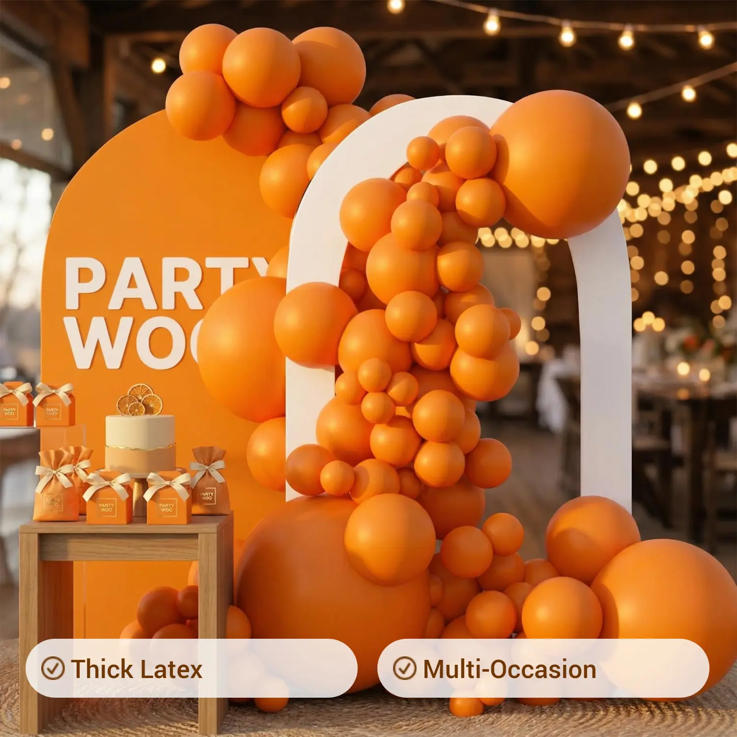 PartyWoo Thick Rubber Round Burnt Orange Balloon Arch Kit, 100pcs (36/18/12/10/5in Sizes), Long-Lasting Terracotta Rust Fall Boho Decor for Thanksgiving, Birthday Parties - Orange-F53, 10 Inch