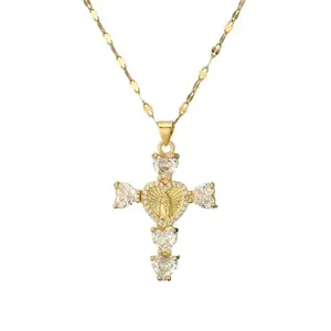 24K Crystal Cross Necklace