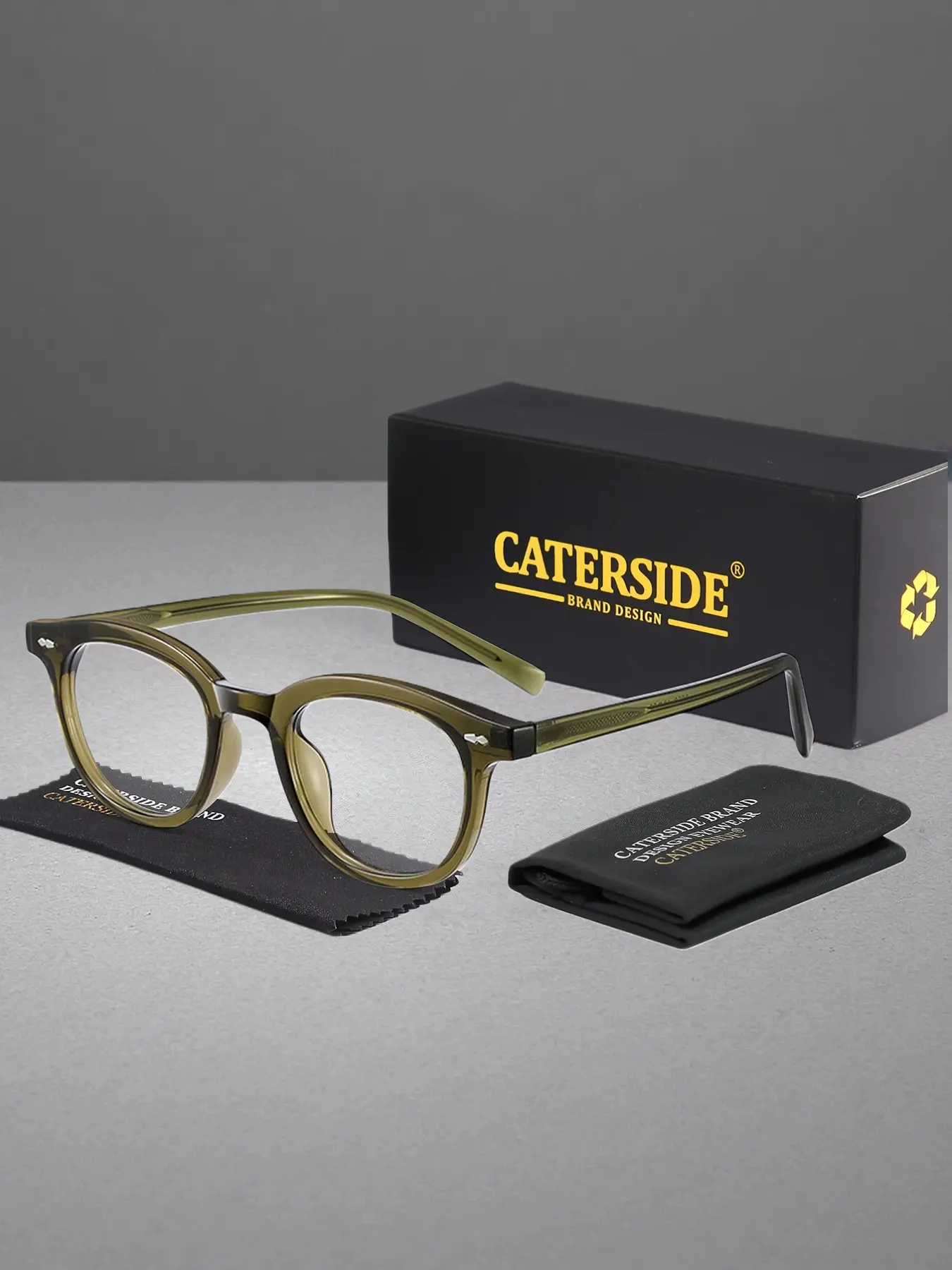 CATERSIDE One Pair With Packaging Retro Elliptical Prescription Glasses Frames Unisex TR90 Material Minimalist Versatile Design for Travel Street Photography Music Festival Gathering Casual Daily Wear