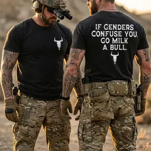 If Genders Confuse You, Go Milk a Bull Wash Tee, Tactical Shirts, Men's T-Shirt, Gifts for him, Gifts for Fathers