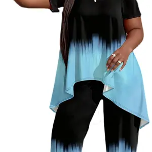 Women’s Gradient Two-Piece Set – Perfect for Spring & Summer! Featuring a Flowing High-Low Tee and Relaxed Straight-Leg Pants Summervibes' Comfy and Chic Ideal for Brunch, Weekend Escapes, or Casual Outings Stay Stylish All Season