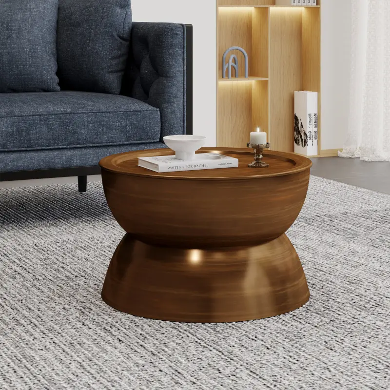 Christopher Knight Home Modern Vintage Hammered Iron Hourglass Shape Coffee Table, 11.24 lbs, 24x24 in x15.25 in, Brushed Antique Finish, Fully Assembled Indoor Furniture
