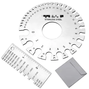 2 Pcs Stainless Steel Thickness Gauges Wire Gauge Measuring Tool, Metal Sheets Welding Tool Round Wire Cable Sheet Thickness Gage and Wire Thickness Gauge