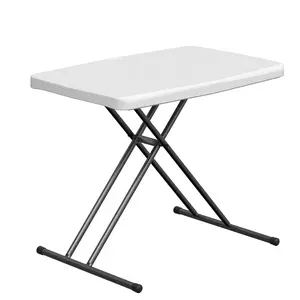 30-inch height-adjustable plastic folding table, a portable dining table and TV table, perfect for camping, parties, weddings and picnics.- White