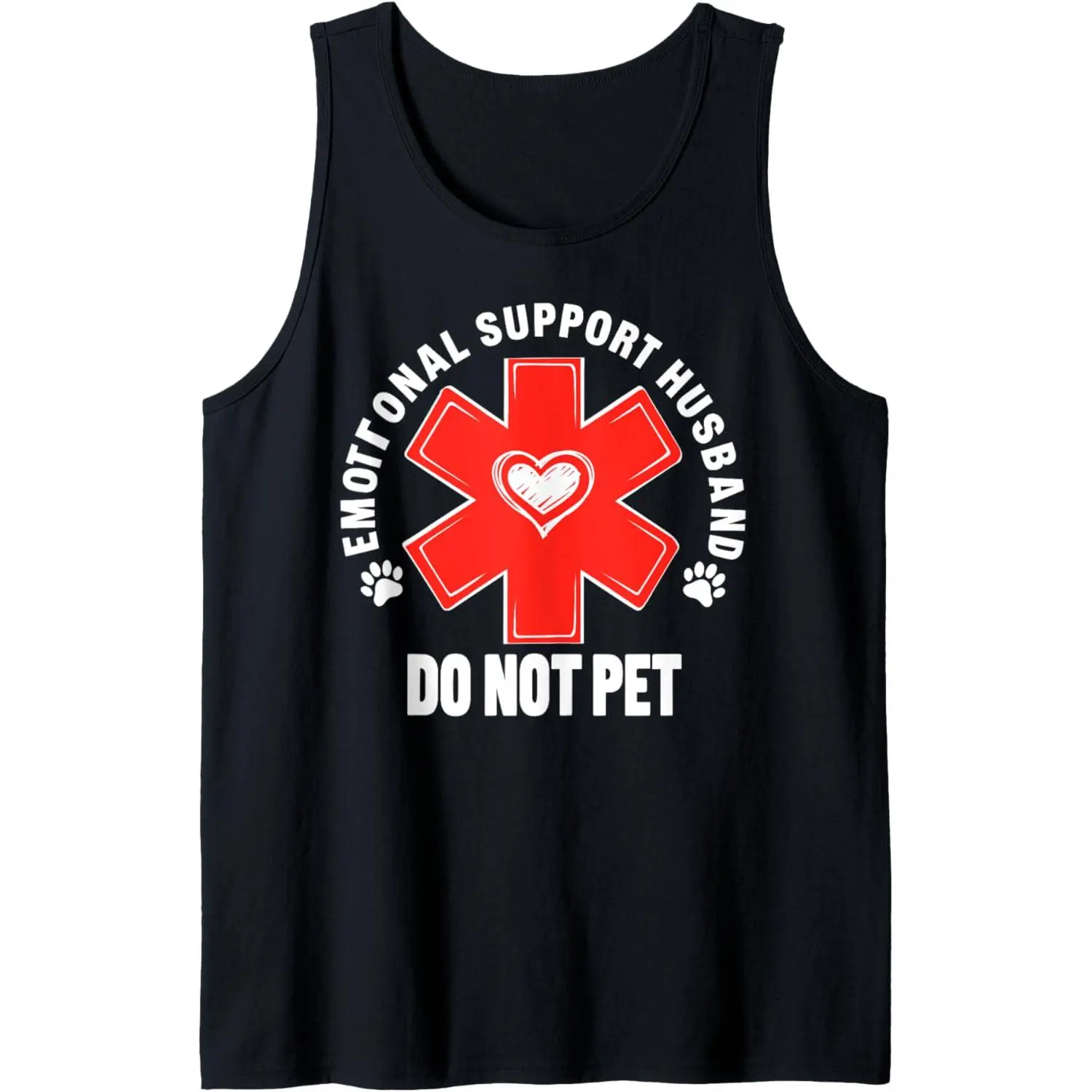 Men's "Emotional Support Husband" Funny Graphic Tank Top, Soft Cotton Sleeveless Sport Top for Gym, Breathable & Lightweight Casual Wear, Sporty Sports Tops