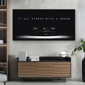 Chevrolet Camaro Dreams Wall Art Print, Motivational Quote, Sports Car Poster, Gift for Car Lover, Garage Sign, Automotive Home Decor Artistic Box