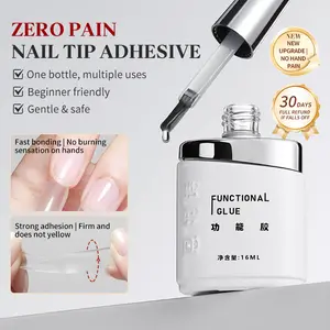 Pain-Free Nail Glue Gel for Press-On Tips, Strong Hold Long-Lasting Nail Adhesive, Zero-Burning Sensation Bonding Gel, Salon-Grade UV/LED Cured Glue for Acrylic Nail Extension