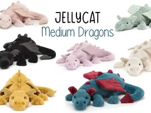 Jellycat Amuseable Sky Dragon Plush Toy with Jellycat Bag - Soft, Huggable Fantasy Stuffed Animal with Colorful Spines, Wings, Cute Design, Ideal Birthday Gift for Kids, Room Decoration