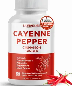 Cayenne Pepper 8-in-1 Formula - with Cinnamon, Ginger Turmeric, Odorless Garlic, Artichoke Non-GMO, Gluten-Free, Soy-Free
