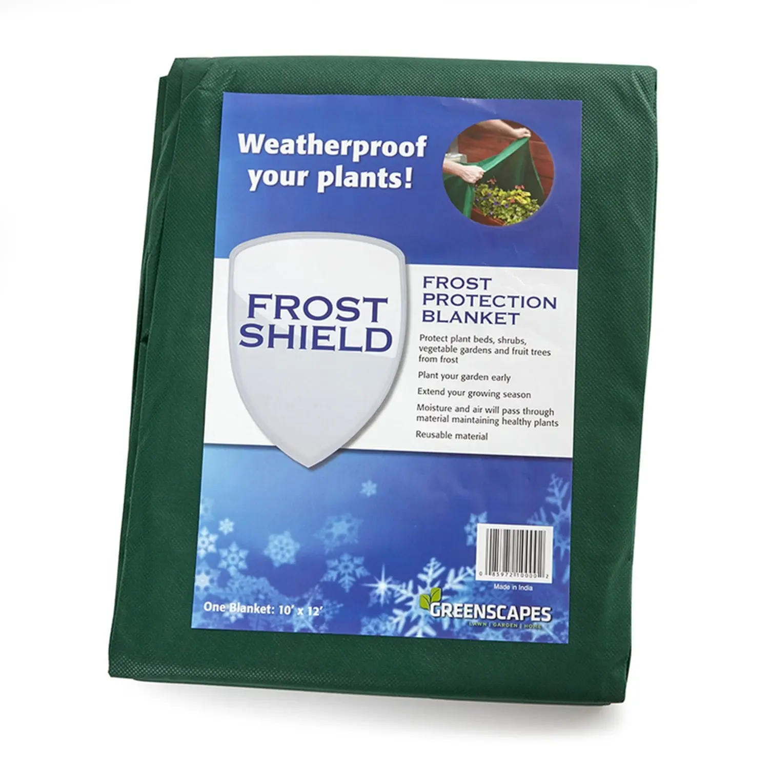Greenscapes 7024570 Plant Protecting Blanket - 12x10 ft, Green, Shade Cloth Plant Care & Support Cover for Outdoor Vegetable Gardens, 12 X 10 Ft