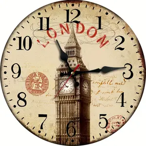 1 Wall Clock, Vintage Design with Big Ben Pattern, Suitable for Home, Office, Bedroom, Living Room, and School Decoration, Silent Clock