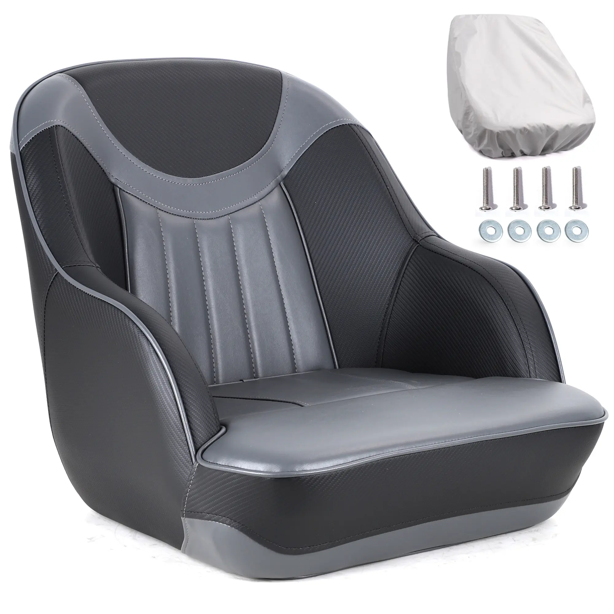 NORTHCAPTAIN Pontoon Boat Seat Captain Bucket Seat with Boat Seat Cover,Charcoal/Black