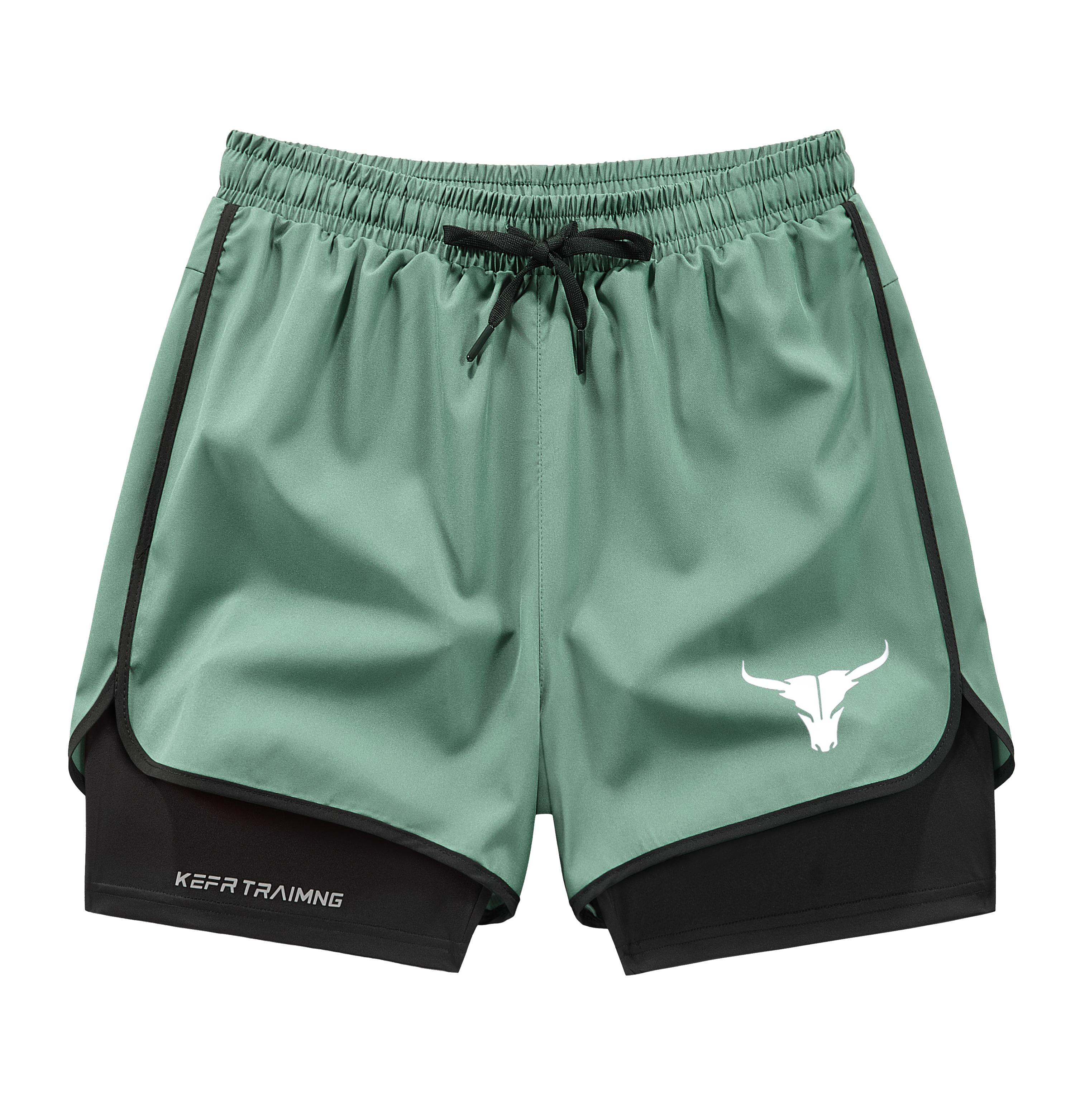 Men's 2 in 1 Quick Dry Gym Shorts, Bull Graphic Double-Decker Athletic Shorts with Zipper Pockets, 3 Pack Workout Running Shorts for Men Men's 2 in 1 Quick Dry Gym Shorts, Bull Graphic Double-Decker Athletic Shorts with Zipper Pockets, 3 Pack Workout Running Shorts for Men