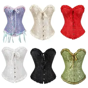 Overbust Corset Tops for Women Renaissance Corset Lace Push Up Bodyshaper Top with Bustier Pirate Costume Bustier Tops Corset Shapewear Steampunk Corset and Lingerie Design Plus Size Lingerie Dress for Women