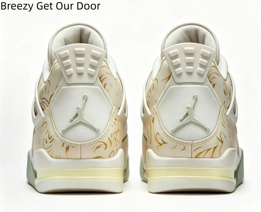 Unisex Retro Mid Top Sneakers Cream White Gold Floral Print Pale Green Accent Leather Breathable Grid Mesh Cushion Anti Slip Casual Skate Shoes Elegant Street Footwear for Daily Dating Travel Gathering All Seasons Gentle Fashion Matching Outfits