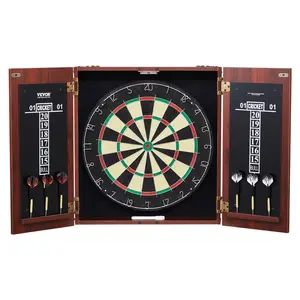 VEVOR Dartboard and Cabinet Set, Ready-to-Play Bundle Official Size Dartboard Cabinet, Steel Tip Dart Hideaway Cabinet, Features Easy Assembly, Complete with All Accessories, Perfect for Cricket Games