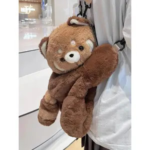 Cartoon Cute Plush Backpack Soft Fluffy Trendy Doll Shoulder Crossbody Bag Fashionable Niche Design Backpack for Dating Shopping Outdoor Play