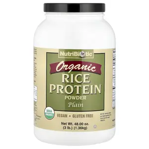 NutriBiotic Organic Rice Protein Powder, Plain, 3 lb (1.36 kg)