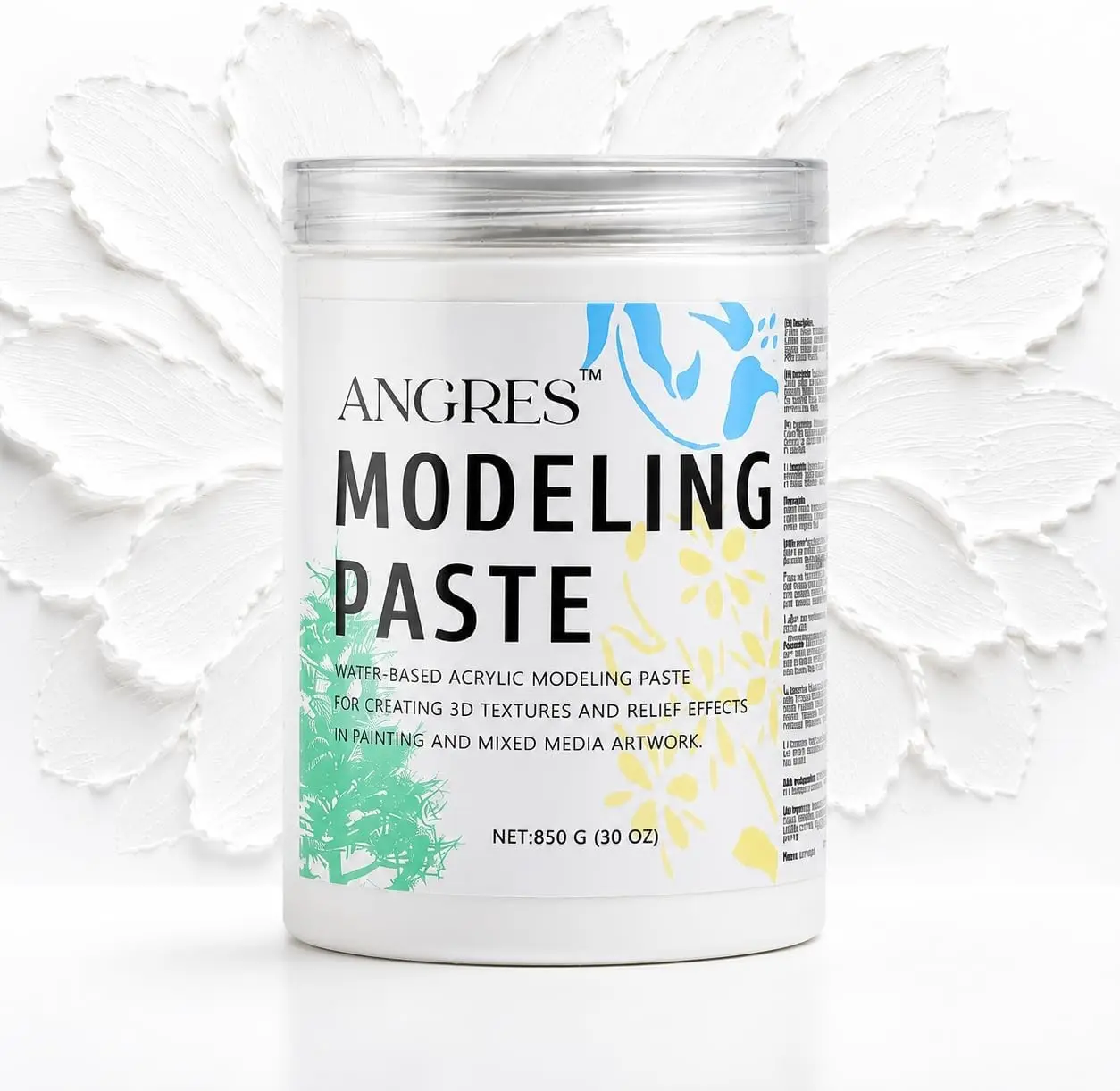Thick Modeling Paste White 30 Oz / 850gm - High Density Acrylic Medium for Texture, Thickness, and Dimension