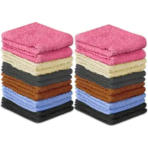 100% Cotton Washcloth Set – Ultra Soft, Light-Weight, Highly Absorbent, 12x12 Multi-Color Towels – Pack of 24 Face Cloths for Bathroom, Baby, Gym, Spa & Travel Use