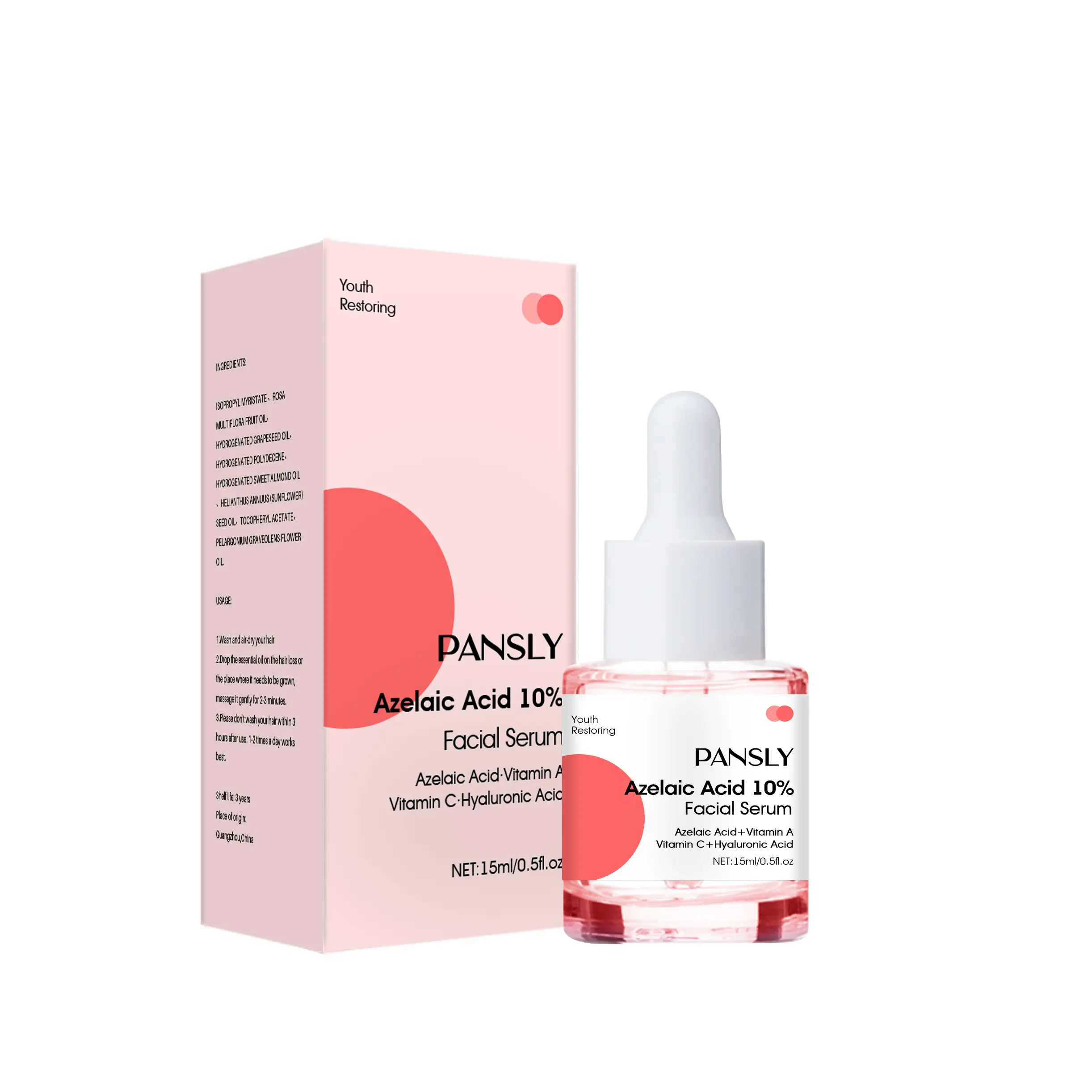 Pansly 10% Azelaic Acid Liquid Facial Serum with Niacinamide - Nourishing Skin Repair Serum, Acids-Infused, 3-Year Shelf Life, Rosacea Relief, Cystic Acne Scar & Pimple Pigmentation Reduction, Redness & Blackhead Control