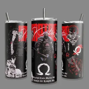 Krat0s G0d Of Warrr Straight Tumbler With Sliding Lid 20 Oz Tumbler, Gaming Fan Gifts