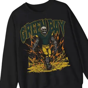 Green Bay Football Sweatshirt, Graphic Crewnecks, Skeleton Gift Shirt, Bootleg Shirt, Vintage Football Crewnecks, Packers, Vintage Graphic Tee, Unisex Cotton T-Shirt, Trendy Gift T-Shirt, Top Menswear Streetwear Womenswear