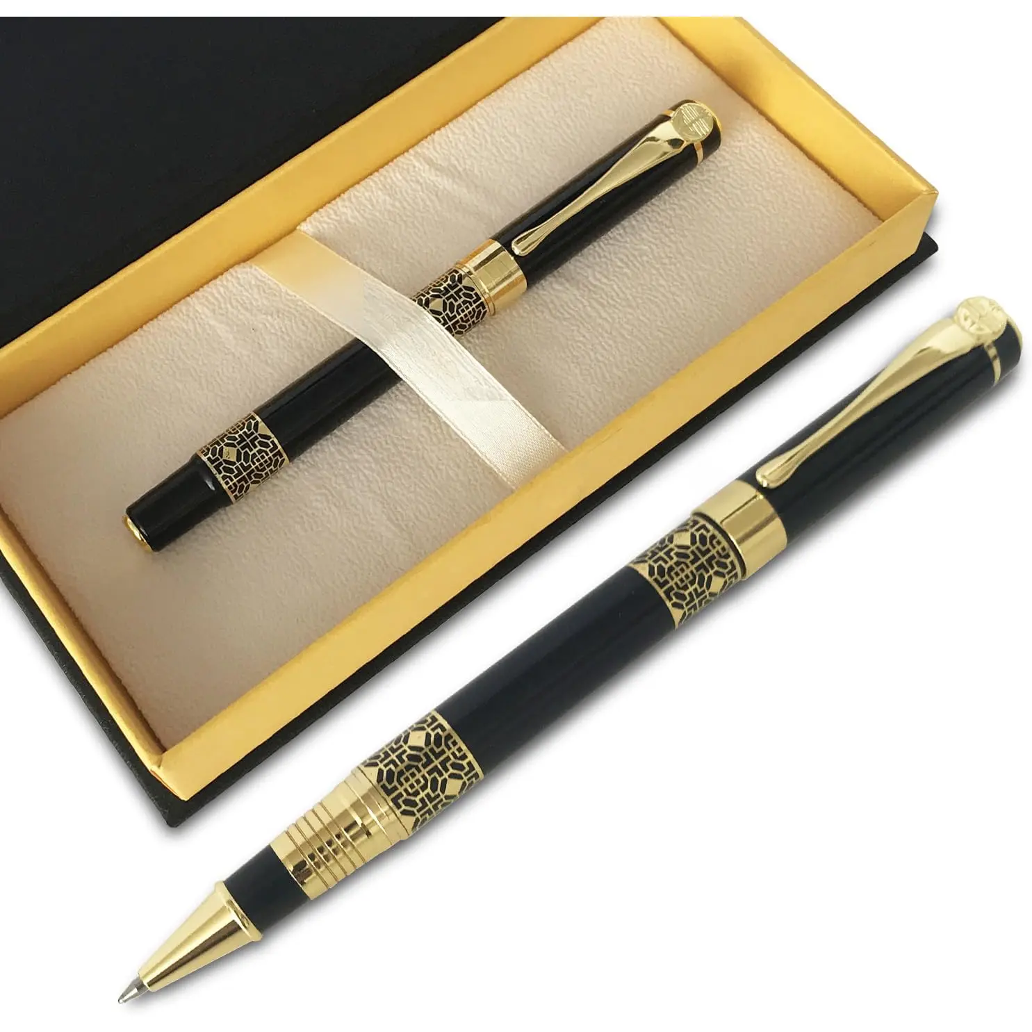 Luxury  Pen Ballpoint Pens Black Refill,Classical retro style pen, Ball Pen  Set for Men & Women Professional Executive,Office,Nice Pens Classy  Box (Black)
