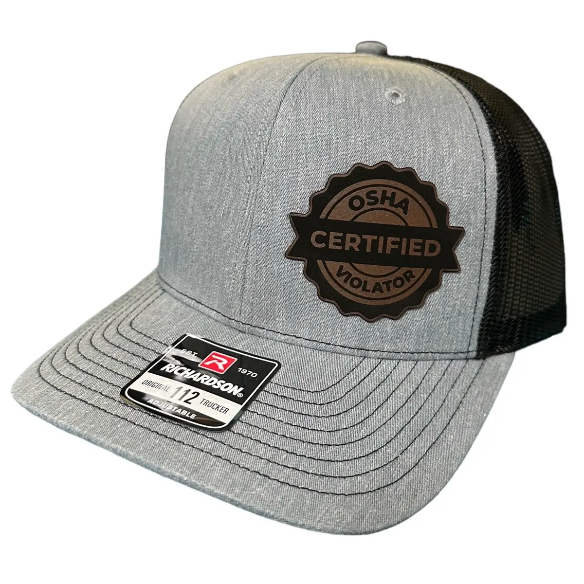 Unisex OSHA Certified Leather Patch Flatbill Snapback Baseball Cap - Adjustable Cotton, High-Quality Leather, Casual Stylish Fashion Accessory, Dry Clean Compatible