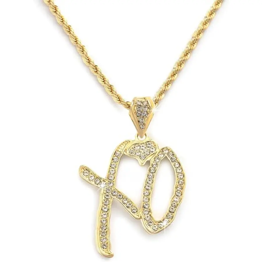 New 2026 Unise High Hip Hop XO Letter Pendant Necklace for Women Men, Iced Out Letter Jewelry Lovers Pendant Fashion Trendy Accessories Creative Gift