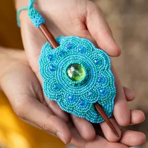 Sea Foam - Native Beaded Hair Barrette in Spring-Inspired Blue - Handmade by Mexican Artisans - Mother Sierra