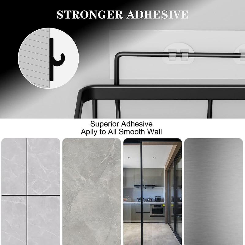 Bathroom Storage Rack Set,5 Pack Shower-Caddy Shelf Organizer. Adhesive wall-mounted Shower Rack. No Drilling Large-Capacity Anti-Slip Bathroom Mat - Rustproof Soap Storage Rack for Bathroom, Kitchen