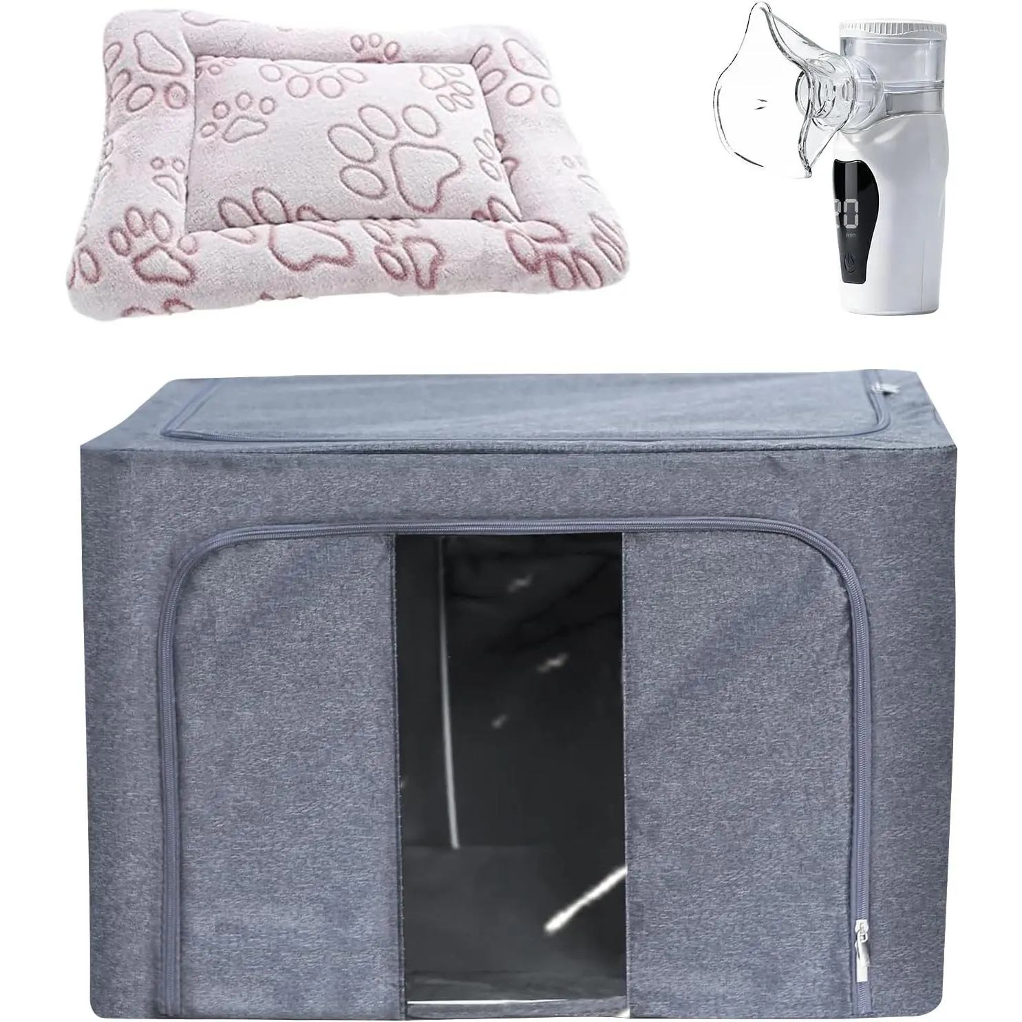 Pet Oxygen Chamber, Small Pet Incubator, Animal Nebulizer Box, Pets Delivery with Padded Cotton, Cat's Nest, Pets Nebulizer Accessories for Dogs, Cats, Puppies, Kittens(100L)