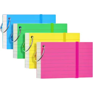 Index Cards 3x5, Flash Cards with Ring, 200 count, Ruled Note Cards, Flash Cards for Studying, 4 Packs of 50 sheets, 3x5 Note Cards for Office, , School