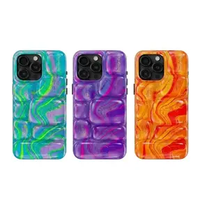 Bubble Style Pattern Printed 3D Effect Tough Phone Case, Cool Crush IceCube Pattern Phone Case, 3D Visual Printed Graphic Hard Phone Cover, Phone Accessories