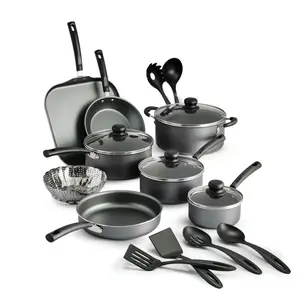 Tramontina Primaware 18 Piece Non-stick Cookware Set, Steel Gray - Red