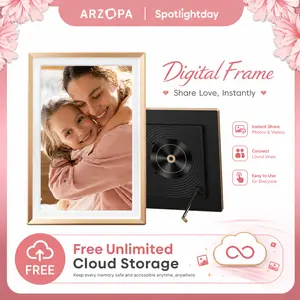 ARZOPA 14.0" Gold Digital Photo Frame Free Unlimited Cloud Storage Touch Screen Auto-Rotate 120s Video Slideshow for Family Friends Couples Nostalgic Memories Display Decor