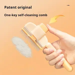 Self-Cleaning Cat Grooming Brush, Dense Teeth Dematting Comb, Lice Removal Design, Ergonomic Handle, Plastic Material, & Options