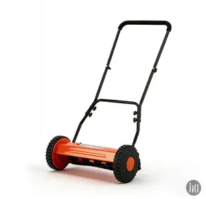 14-Inch Push Reel Lawn Mower, 5-Blade Manual Walk-Behind Grass Cutter with Adjustable Cutting Height, 15.65 lbs Compact Mower for Small Yards, Orange
