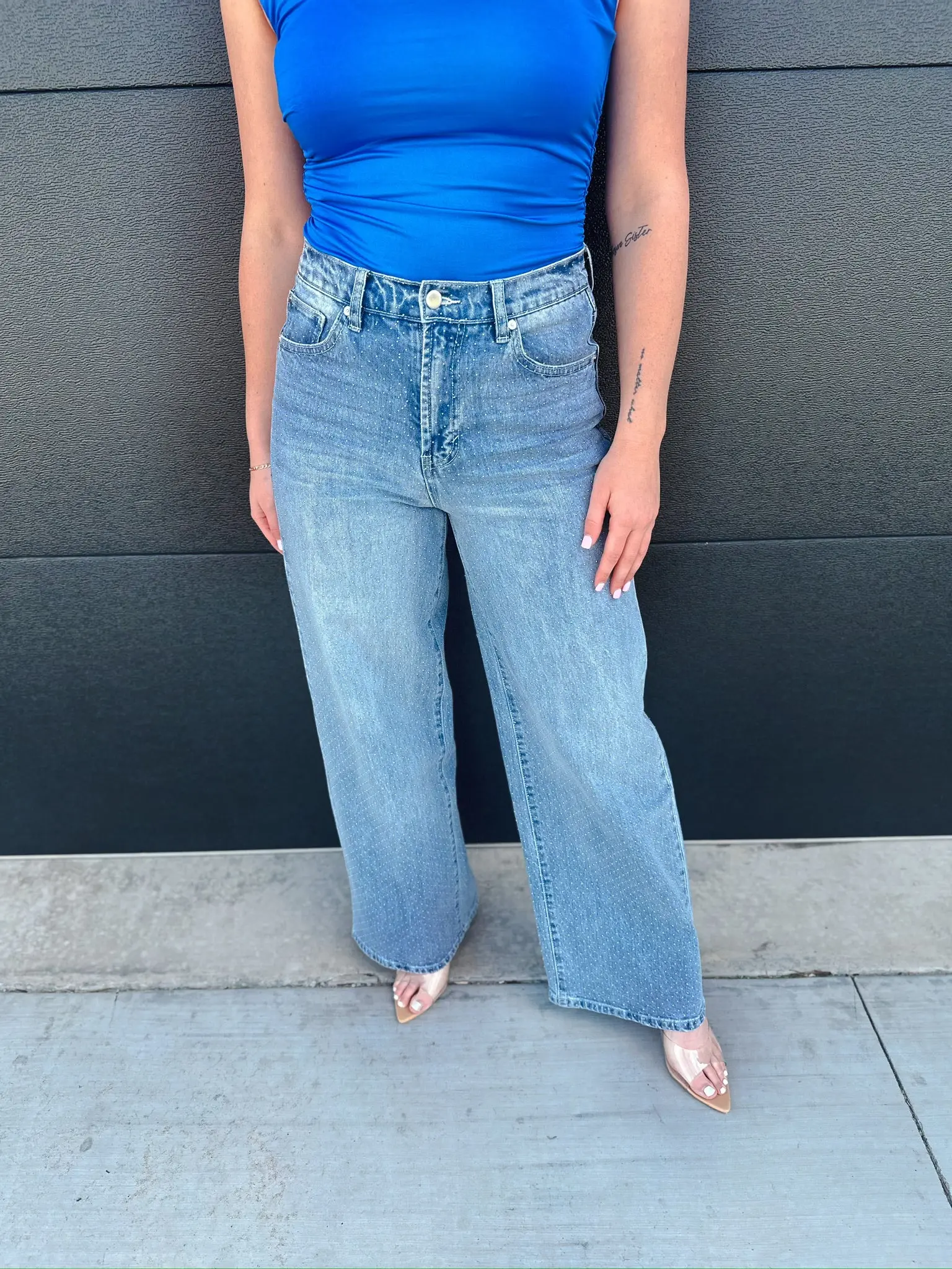 Habitual Gemma Micro Stud Slouch Wide Leg Jeans