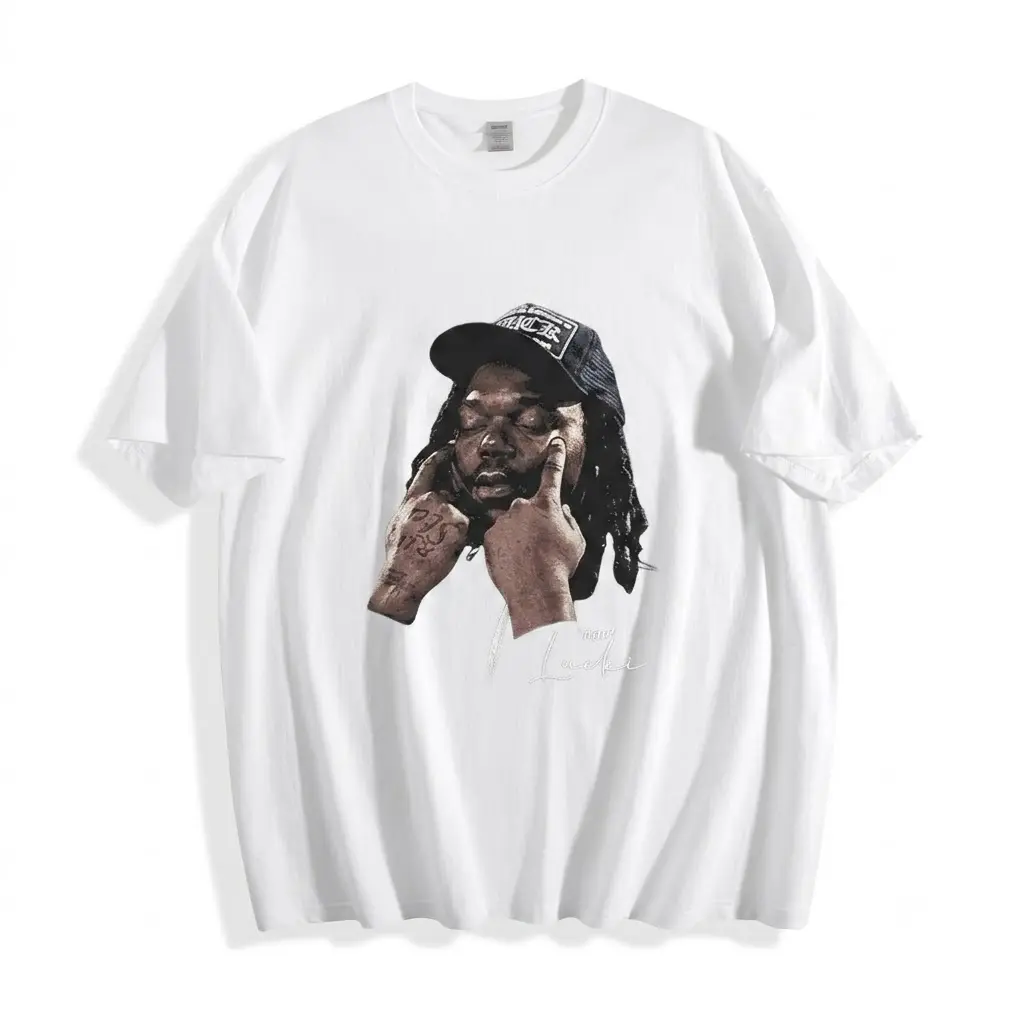 Vintage Lucki Graphic Tee Men's Oversized Heavyweight T-Shirt Y2K Streetwear