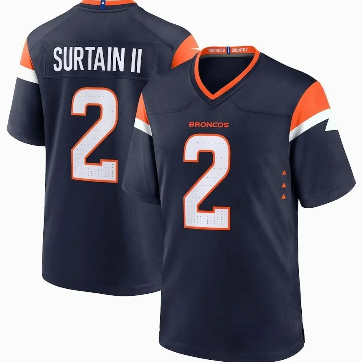 Unisex Football inspired by Denver Surtain II Alternate Player Game Jersey - Navy