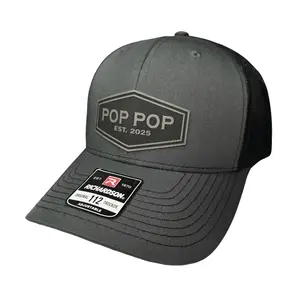 Pop Pop Hat – Grandpa Trucker Cap, Adjustable Snapback Hat, Leather Patch Hat, Perfect Gift for Pop Pop, Grandpa, Father’s Day Gift