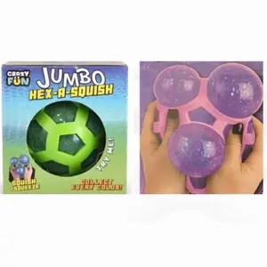 ORB Crazy Fun JUMBO HEX-A-SQUISH Glitter Textile BALL Squishies Sensory Viral fidget Stress RARE Toy