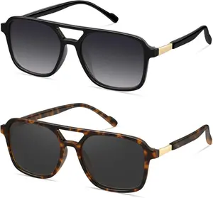 Retro Aviator Sunglasses for Women Men Trendy Rectangle Womens Mens Sun Glasses Shades for Driving Vacation UV400